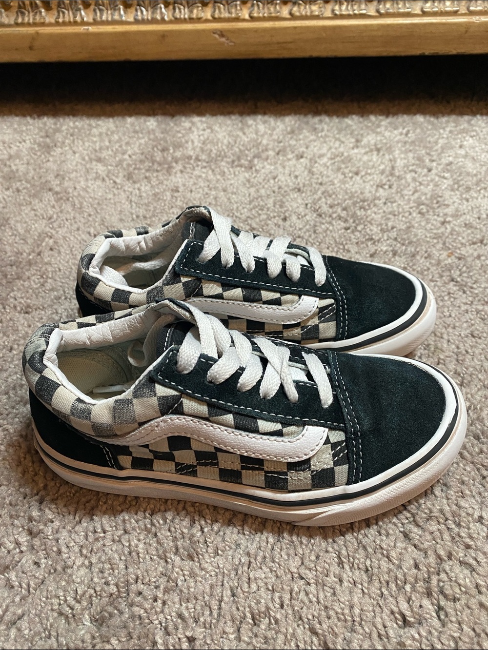 Vans off the wall Sk8 Kids Checkerboard Low-Top Sneakers - Black & White SZ 12.5